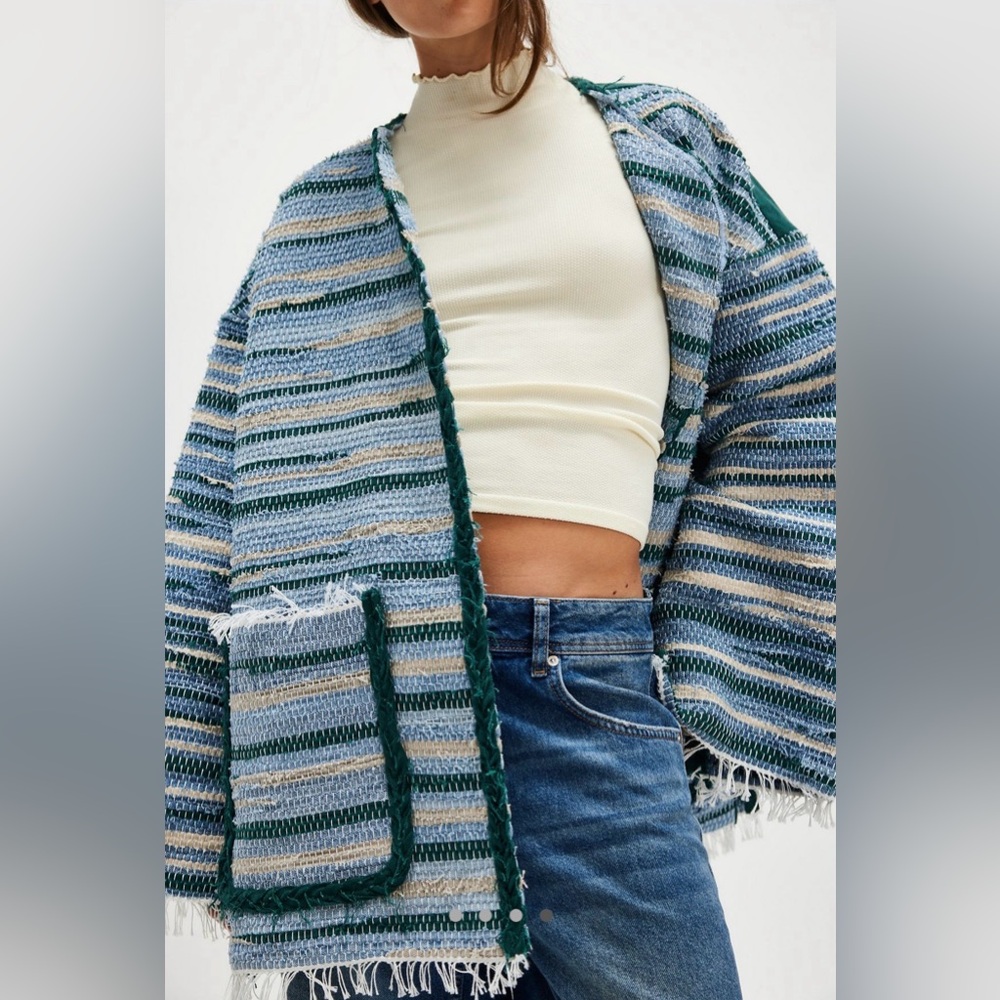 NWT Free People KSENIASCHNAIDER Hand-Crafted Zero Waste Poncho Size XS - Picture 4 of 11